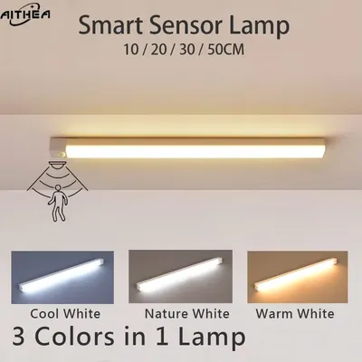 AITHEA LED 모션 센서 라이트 무선 USB 충전식 야간 조명 캐비닛 옷장 계단용 휴대용 유도 램프